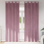 Cortinas Blackout vidaXL com ilhós 2 pcs Rosa Escuro Veludo