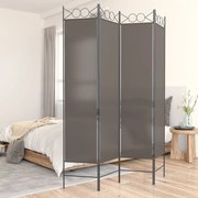 vidaXL Biombo/divisória com 4 painéis 160x200 cm tecido antracite