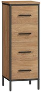 HOMCOM Armário de Casa de Banho Móvel para Casa de Banho Estreito com 4 Gavetas e Estrutura em Aço 30x30x82 cm Madeira e Preto | Aosom Portugal