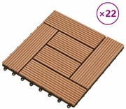 vidaXL Ladrilhos de pavimento 22 pcs WPC 2m² 30x30 cm castanho