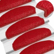 vidaXL Tapetes de escada 30 peças 65x21x4 cm vermelho semicircular grande
