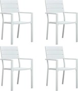 vidaXL Cadeiras jardim 4 pcs PEAD aspeto madeira branco