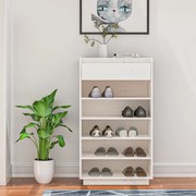 vidaXL Sapateira 60x34x105 cm madeira de pinho maciça branco