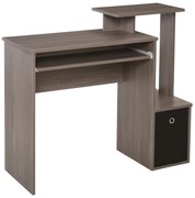 HOMCOM Mesa de Computador Multimídia com Estantes Prateleiras Teclado Cesto Preto Painéis de Partículas Cinza | Aosom Portugal