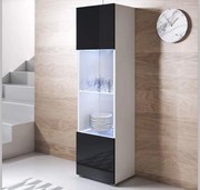 Vitrine Rialba – Branco e Preto – 40x29x167 cm – Com LED Azul, Pratele