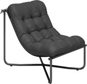 Outsunny Poltrona Lounge Exterior Cadeira de Jardim Ergonômica com Almofada Suave para a Pele Assento Largo Estrutura de Aço Cinza Escuro | Aosom Portugal