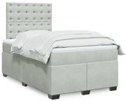 vidaXL Cama boxspring c/ colchão 120x200 cm veludo cinzento-claro