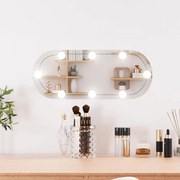 vidaXL Espelho de parede oval com luzes LED 20x50 cm vidro
