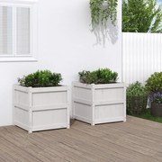 vidaXL Vasos/floreiras de jardim 2 pcs madeira de pinho maciça branco