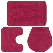 Conjunto tapetes de casa de banho 3 pcs tecido fúcsia