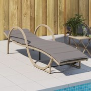 vidaXL Espreguiçadeira com almofadão 60x199x42 cm vime PE bege