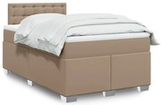 Cama boxspring c/ colchão 120x190cm couro artificial cappuccino