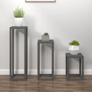 vidaXL 3 pcs conjunto de suporte plantas pinho maciço cinza
