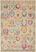 Tapete de pelo curto Kashan com ornamentos coloridos