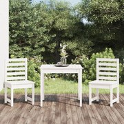 3 pcs conj. bistrô para jardim madeira de pinho maciça branco