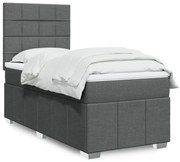 vidaXL Cama com molas/colchão 90x200 cm tecido cinzento-escuro