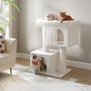 Arranhador gatos XL 68 x 48 x 101 cm com plataforma grande branco creme