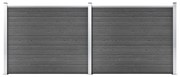 vidaXL Conjunto painel de cerca 353x146 cm WPC preto