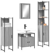 vidaXL 4 pcs Conjunto móveis casa de banho madeira proc. cinza sonoma