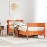 vidaXL Cama sem colchão 100x200 cm pinho maciço castanho-mel