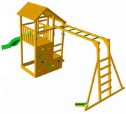 Parque Exterior infantil de madeira com escorrega TEIDE com escada de macaco
