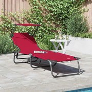 vidaXL Espreguiçadeira dobrável Vermelho 190 x 57 x 81 cm oxford