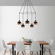 Chandelier Yildo – Preto e Cobre – Diâmetro 68 cm