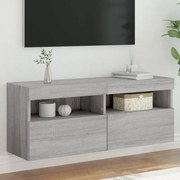 vidaXL Móvel de parede p/ TV c/ luzes LED 100x30x40 cm cinzento sonoma
