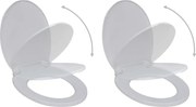 vidaXL Tampos sanita com tampas de fecho suave 2 pcs plástico branco