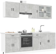 8 peças armário de cozinha conjunto Kalmar cinzento cimento