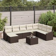 vidaXL Conjunto de Sofás com almofada 9 pcs Castanho vime PE