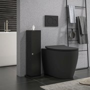 Suporte para papel higiénico para casa de banho 19,5 x 19,5 x 65 cm com 3 níveis e saída para o papel, para espaços pequenos, preto
