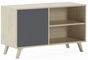 Móvel de TV 100 com porta esquerda, sala de estar, modelo WIND, cor da estrutura Puccini, cor da porta Antracite Grey, medidas 95x40x57cm de altura.