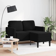 Sofá 2 lugares com Chaise em L 125 cm veludo preto