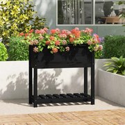 vidaXL Vaso/floreira com prateleira 82,5x34,5x81 cm pinho maciço preto