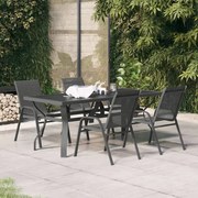 vidaXL 5 pcs conjunto de jantar para jardim cinzento e preto