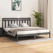 Estrutura de cama super king 180x200 cm madeira maciça cinzento