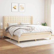 vidaXL Cama com molas/colchão 200x200 cm tecido cor creme