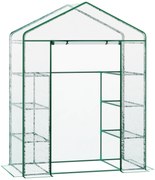 Outsunny Estufa de Jardim com 8 Prateleiras Cobertura de PVC e Estrutura de Aço 143x73x195 cm Transparente e Verde