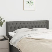 vidaXL Cabeceira de cama c/ abas tecido 147x16x78/88cm cinzento-escuro