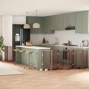 vidaXL Portão p/ cães c/ porta dobrável 9 painéis 450cm álamo castanho