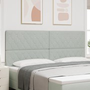 Cabeceira Botão de Cristal Tufted Cinza Claro de 200 cm em Veludo