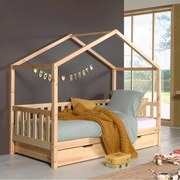 Conjunto Cama infantil de Casa DALLAS Com Ripas 90x200 com gaveta NATURAL