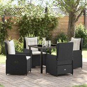 vidaXL Conjunto de Jantar de Jardim 5 Peças Preto em Polirattan