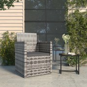 vidaXL Poltrona de jardim com almofadão vime PE cinzento