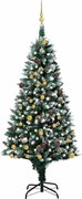 vidaXL Árvore Natal artificial com LEDs e bolas e pinhas 210 cm