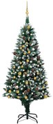 vidaXL Árvore Natal artificial pré-iluminada c/ bolas e pinhas 210 cm