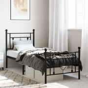 vidaXL Estrutura de cama com cabeceira e pés 75x190 cm metal preto