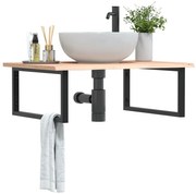 vidaXL Prateleira de parede p/ lavatório aço/madeira carvalho maciça