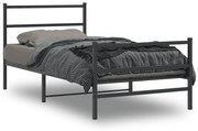vidaXL Estrutura de cama com cabeceira e pés 100x190 cm metal preto